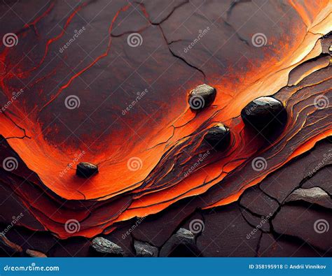 Streams of Burning Magma. Abstract Background with 3D Effect, Lava ...