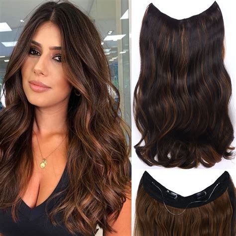 Amazon.com : Invisible Wire Hair Extensions - 18 Inch Halo Hair ...