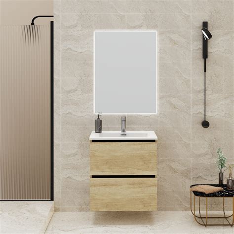 CONJUNTO DE BAÑO GLOOM | MUEBLE DE BAÑO SUSPENDIDO | 60 CM NATURE| DOS ...