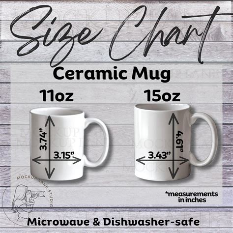 Mug Size Chart, 11oz Coffee Mug Mockup, 15 Ounce Mug Size Chart, Canva ...