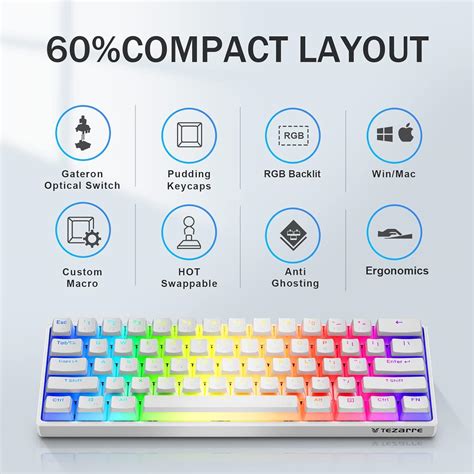 Buy Tezarre TK61 60% Hotswap Mechanical Gaming Keyboard with PBT ...