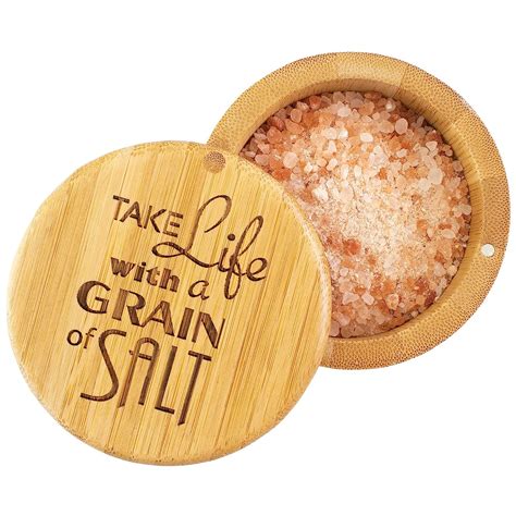 Totally Bamboo Salt Box,"Take Life with a Grain of Salt", Etched 100% ...