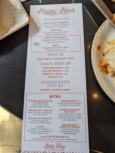 Menu at State Fare Kitchen & Bar, The Woodlands