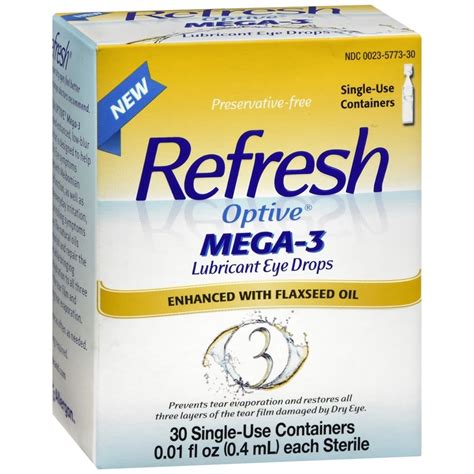 REFRESH Optive Mega-3 Lubricant Eye Drops With Flaxseed Oil – 30 EA ...