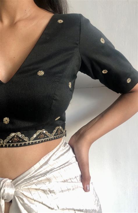 Black Sequin Embroidered Blouse - Mogra Designs
