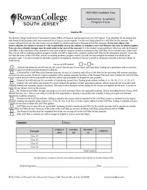 Fillable Online Satisfactory Academic Progress (S.A.P) Plan Form Fax ...