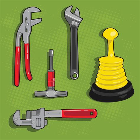 An illustration of a set of basic plumbing tools 13866279 Vector Art at ...