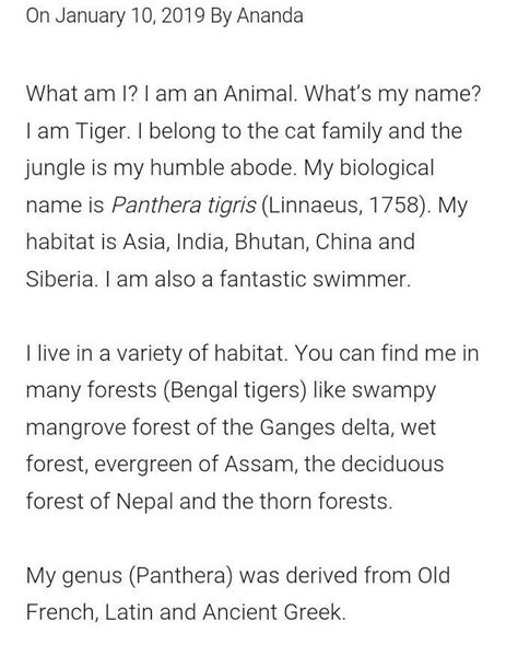 Autobiographical speech oftiger - Brainly.in