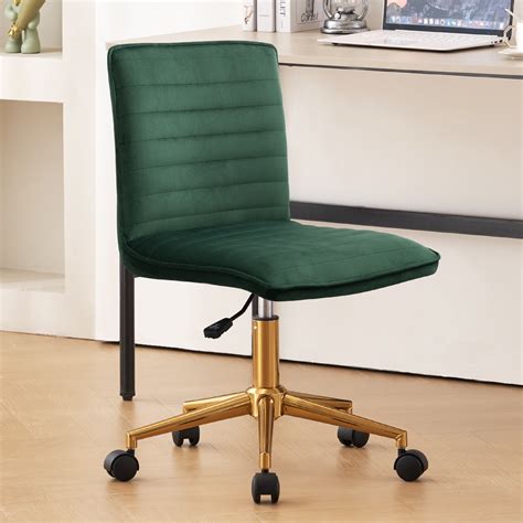 Dark Green Velvet Home Office Desk Task Chair with Rolling Wheels and ...