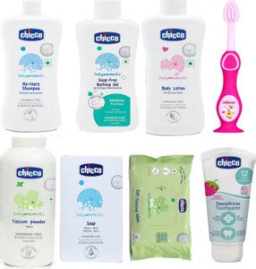 Chicco No Tear Shampoo 100ml, Body Lotion 100ml, Milk Tooth Brush 3y ...
