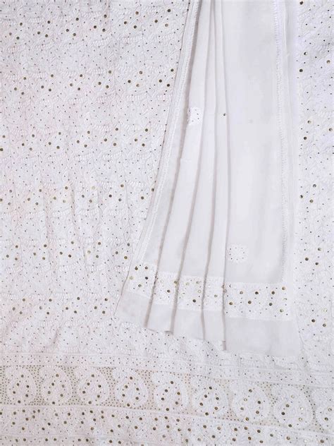 Ada White Georgette Lucknowi Chikankari Kurta Dupatta Set – Ada Chikan