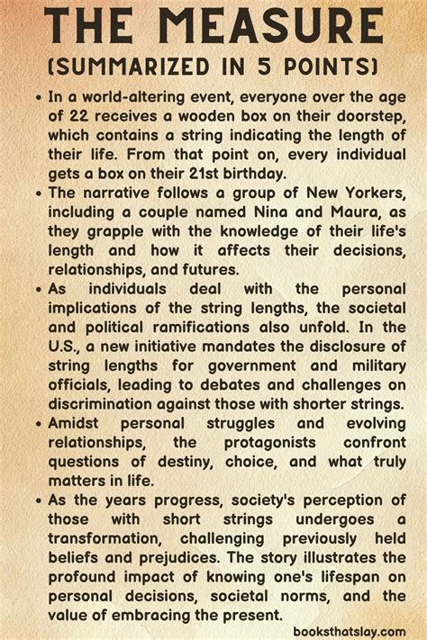The Measure Summary, Characters and Themes