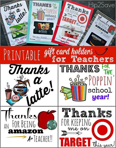 FREE Printable Gift Card Holders for Teacher Gifts | Teacher gift ...
