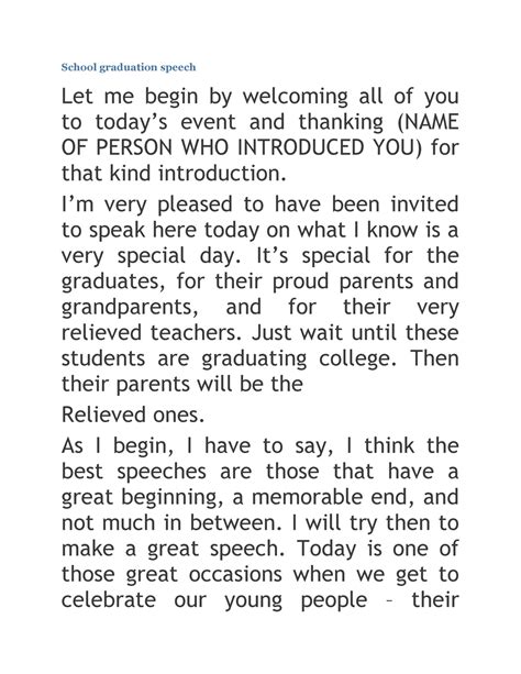 153586106 Guest Speaker SpeechIENCE 1 - School graduation speech Let me ...