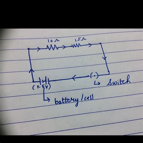 draw a schematic diagram of a circuit consisting of a cell of 1.5v ...