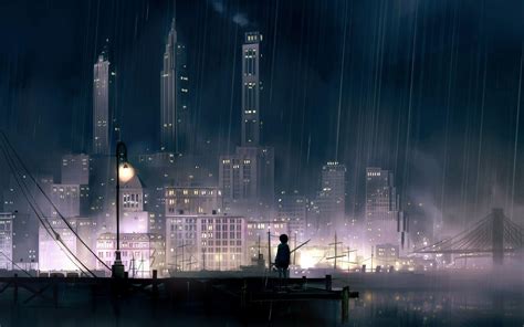 Cityscape Night Anime Wallpapers - Wallpaper Cave