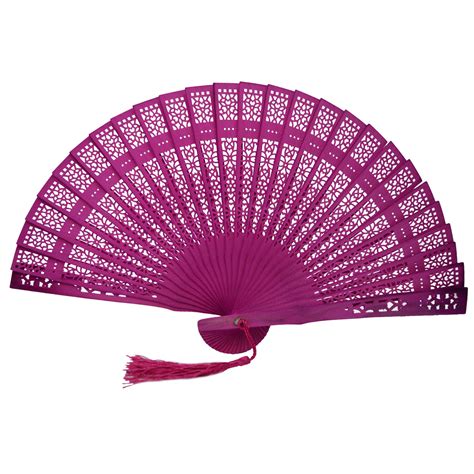 Wooden Hand Fans Pack of Six Mix Bright Random Colours Multi Colour ...