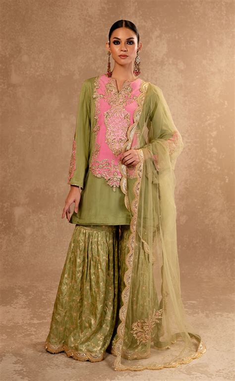 Zardozi hand Embroidered Kurta and Garara Set with Dupatta – Label ...