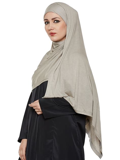 Buy Momin Libas Women's Viscose Jersey Hijab (HCT37917A, Grey, Free ...