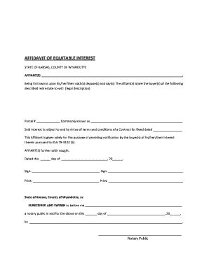 Fillable Online wycokck AFFIDAVIT OF EQUITABLE INTEREST - wycokck Fax ...