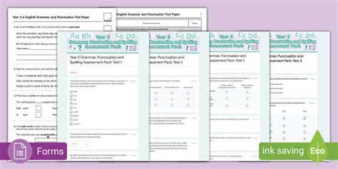 Year 5-6 Grammar and Punctuation Assessment Pack