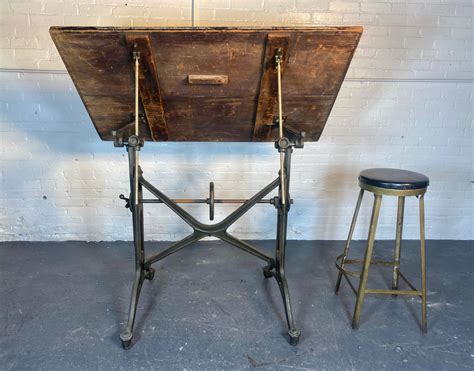 Antique Industrial Cast Iron Drafting / Drawing Table by Keuffel and ...
