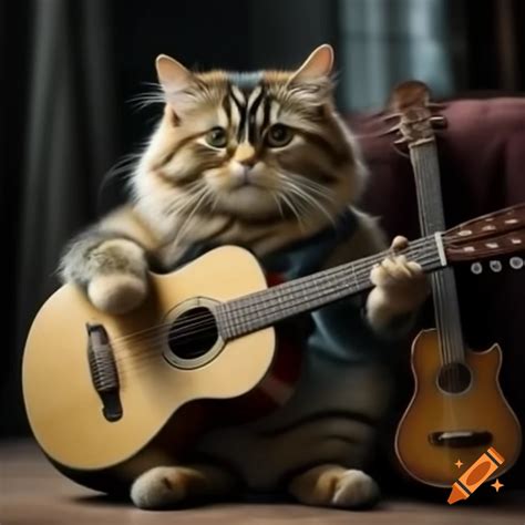 Cat playing guitar on Craiyon