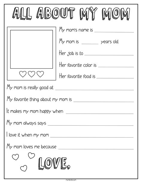Mothers Day All About My Mom Printable - Printable Sight Words List
