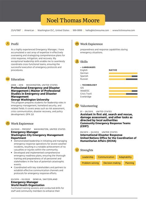 Emergency Management Consultant Sample Resume