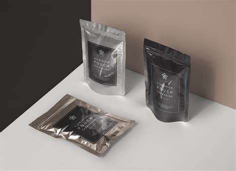 Free Aluminium Foil Pouch Packaging Mockup PSD - Good Mockups
