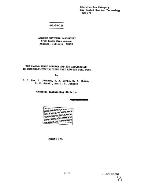 Cs--U--O Phase Diagram and its Application to Uranium--Plutonium Oxide Fast Reactor Fuel Pins ...
