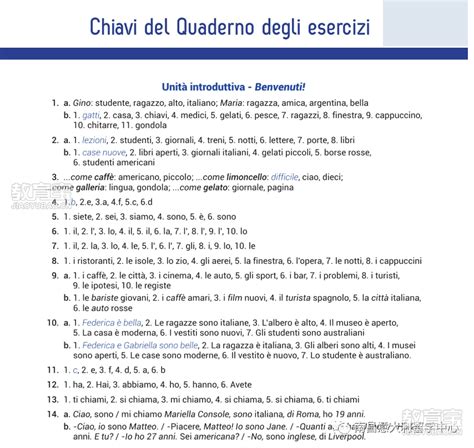 新视线意大利语1初级练习册（修订版）答案-mamamia