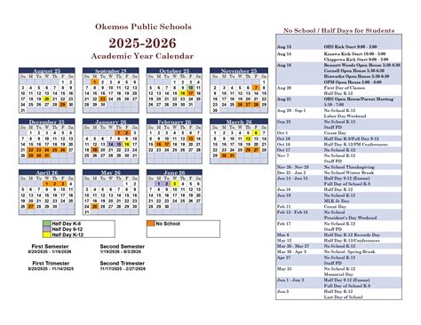 Okemos Public Schools Calendar 25-26 Revised [pdf] - EduCounty
