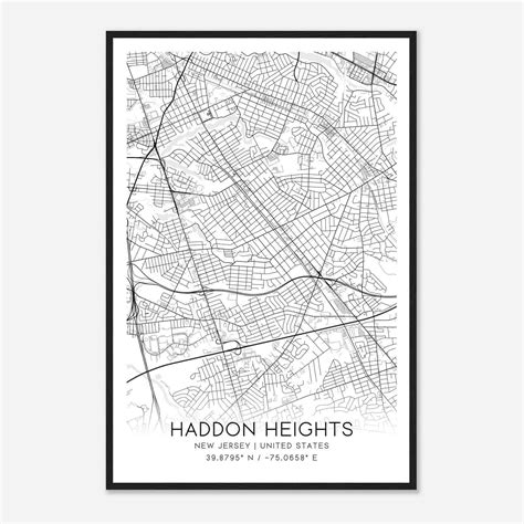 Haddon Heights New Jersey Map Poster, Modern Home Decor Wall Art Print ...