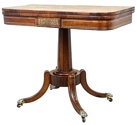Regency Rosewood Brass Inlaid Card Table | BADA