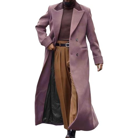 Ugoldhm Men's Long Trench Coat, Double Breasted Classic Winter Overcoat ...