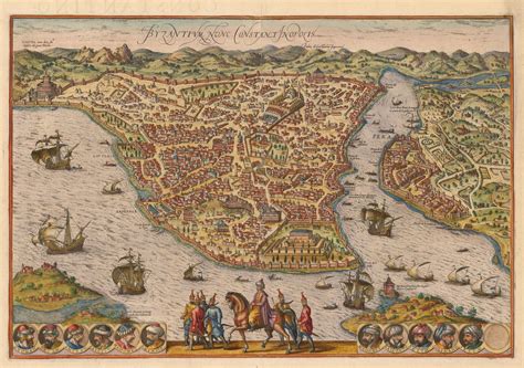 1572 view of Constantinople, Modern day Istanbul, Turkey. by German Map Makers Georg Braun and ...