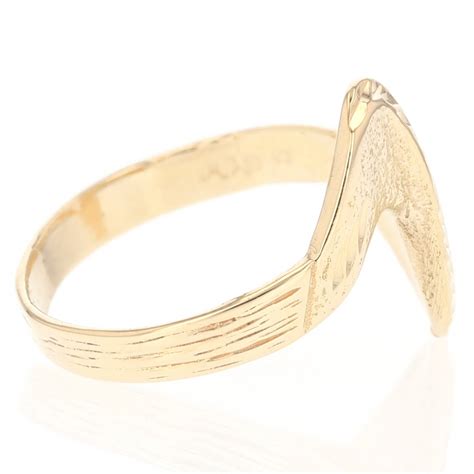 16mm Diamond-Cut Textured Wavy Bypass Ring 14k Yellow Gold 2.62 Grams ...