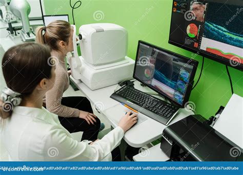 Examination of Eyes of Patient Using Optical Coherence Tomograph. Optical Coherence Tomography ...