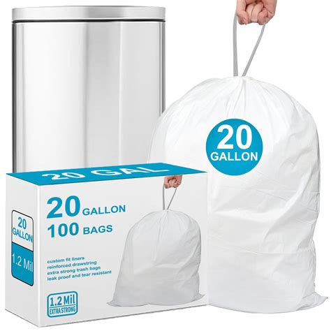Amazon.com: 20 Gallon Heavy Duty Trash Bags 1.2 Mil THICK 100 Count ...
