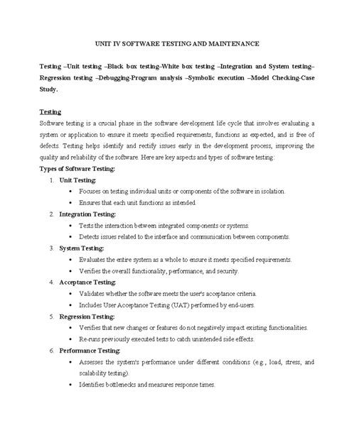 Unit 4: Software Testing & Maintenance Notes (Final Exam Study Guide ...