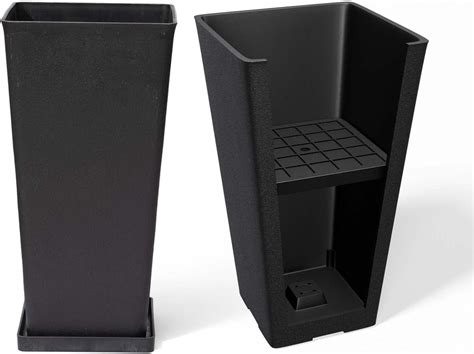 FMLP 20 Inch Tall Black Planters, Rectangular Outdoor Planters Set of 2 ...