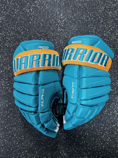 San Jose Sharks Reverse Retro Warrior Alpha Pro Stock Gloves | SidelineSwap