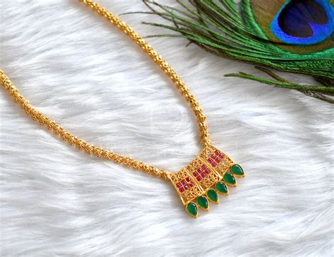 DREAMJWELL - Beautiful Gold Plated Ruby-emerald Designer Necklace DJ20 ...