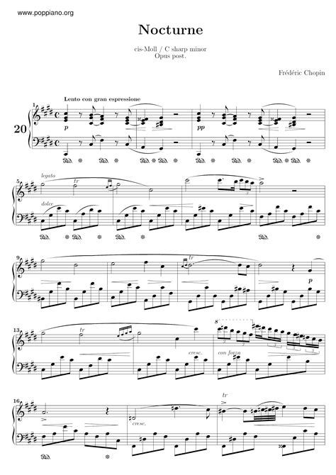 Chopin-Chopin: Nocturne No. 20 in C-Sharp Minor, Op. Posth. Sheet Music ...