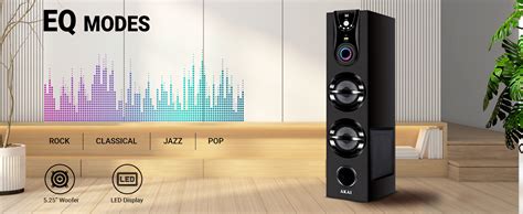 AKAI HA-TS50 50W Bluetooth Tower Speaker Wooden Cabinet Subwoofer Echo ...