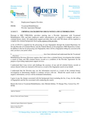 Nevada Criminal Background Check Authorization Form - Blank Fillable ...