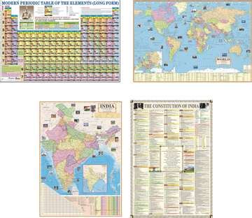 Pack of 6 Maps India Political Map + India Physical Map, World ...