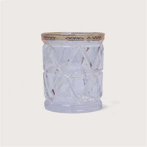 Diamond Cut Glass with Gold Rim Set of 6 Pcs – HOME 360