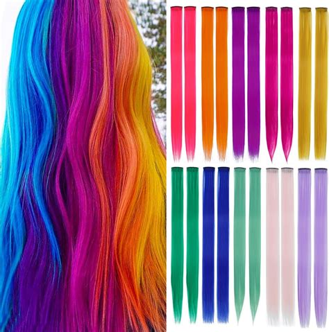 Amazon.com : Osprey 20 Pcs Rainbow Colored Hair Extensions, Multi-Color ...
